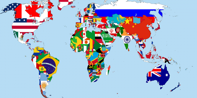Карта на света с флагове